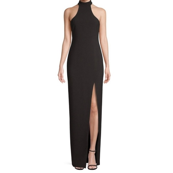 Likely Jennings Halter Gown Women’s Size 2 Floor Length Open‎ Back Slit Black - Picture 3 of 10